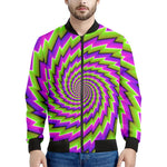 Green Twisted Moving Optical Illusion Men's Bomber Jacket