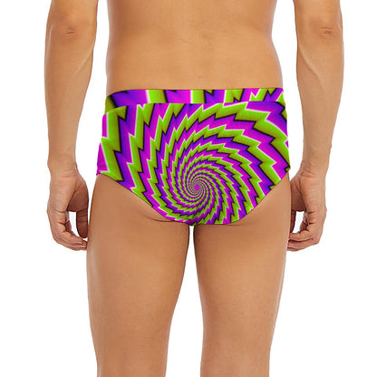 Green Twisted Moving Optical Illusion Men's Briefs