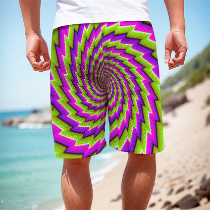 Green Twisted Moving Optical Illusion Men's Cargo Shorts