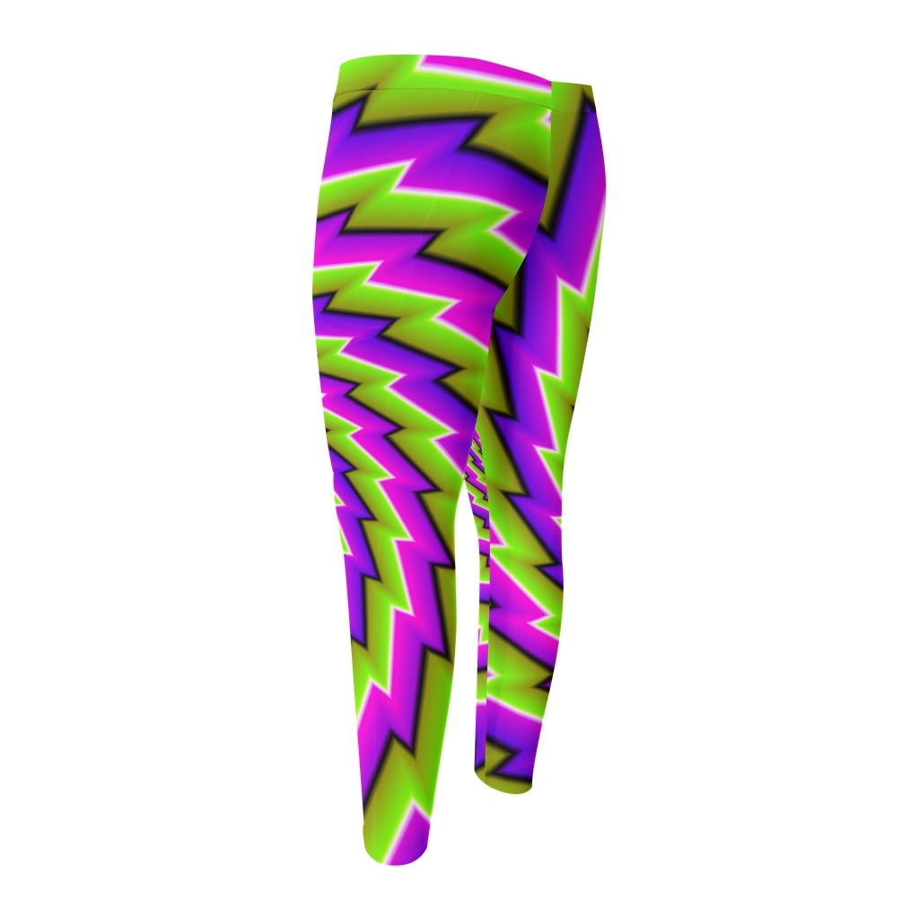 Green Twisted Moving Optical Illusion Men's Compression Pants