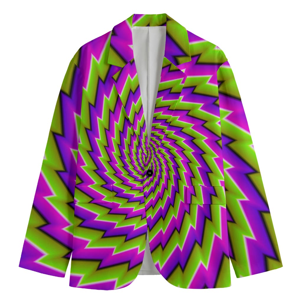 Green Twisted Moving Optical Illusion Men's Cotton Blazer
