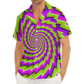 Green Twisted Moving Optical Illusion Men's Deep V-Neck Shirt