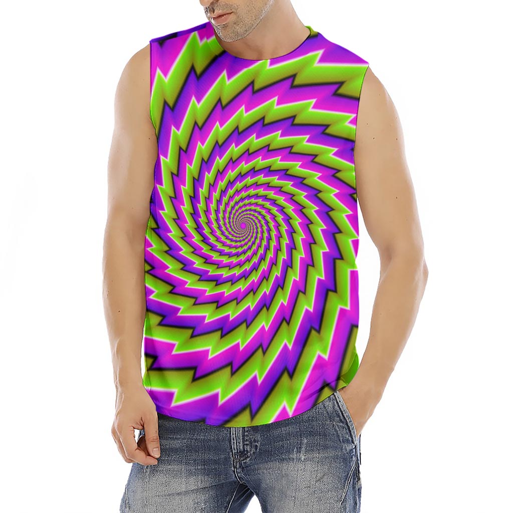 Green Twisted Moving Optical Illusion Men's Fitness Tank Top