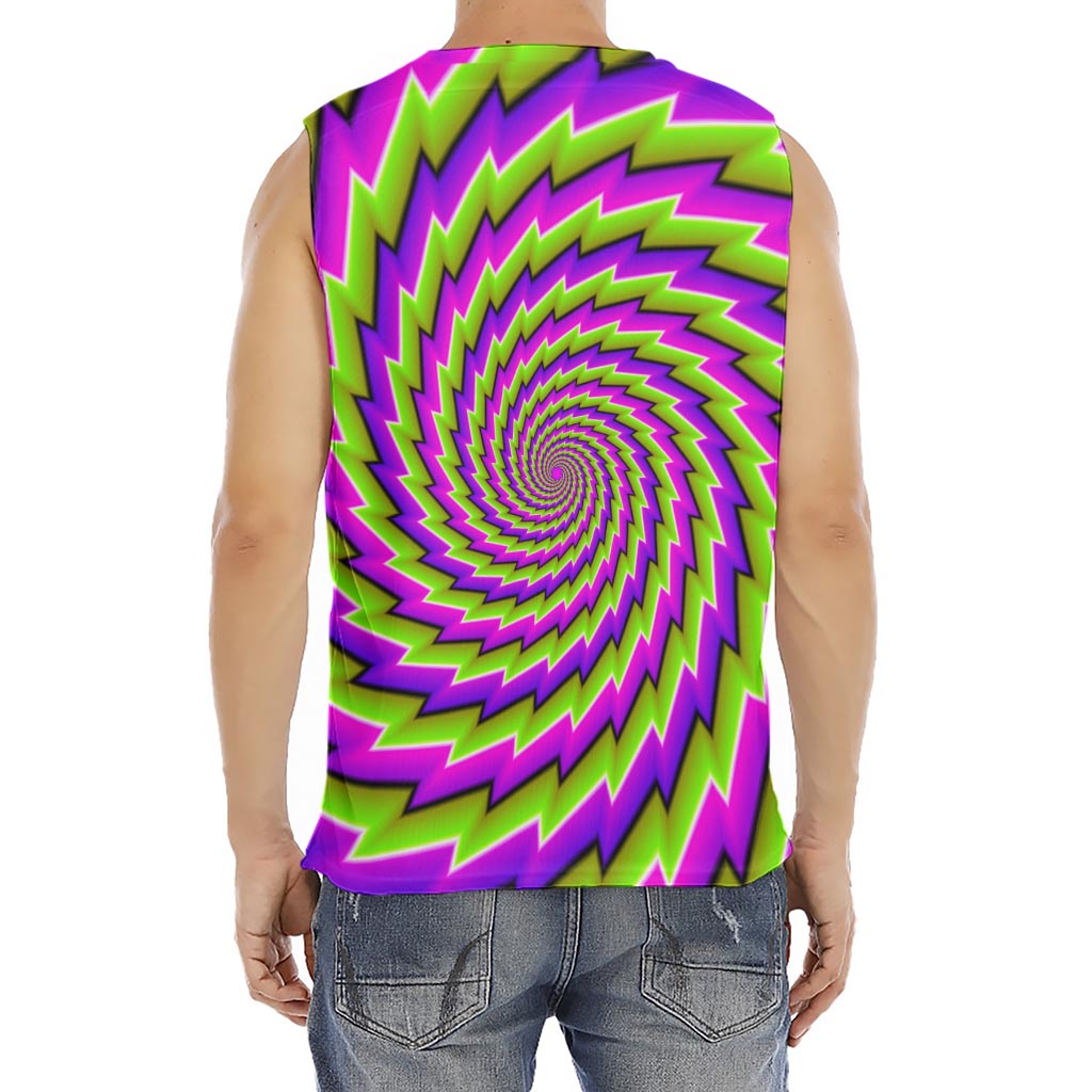 Green Twisted Moving Optical Illusion Men's Fitness Tank Top