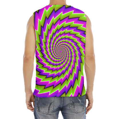 Green Twisted Moving Optical Illusion Men's Fitness Tank Top