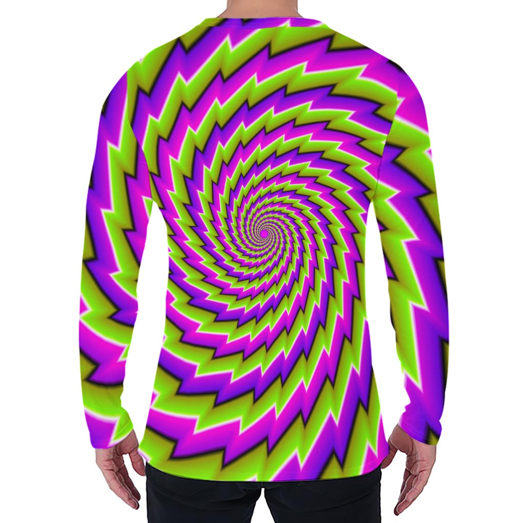 Green Twisted Moving Optical Illusion Men's Long Sleeve T-Shirt