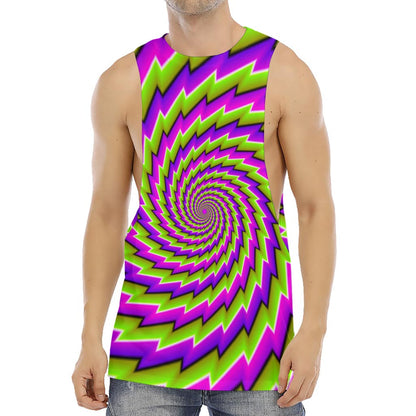 Green Twisted Moving Optical Illusion Men's Muscle Tank Top