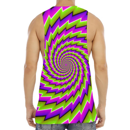 Green Twisted Moving Optical Illusion Men's Muscle Tank Top
