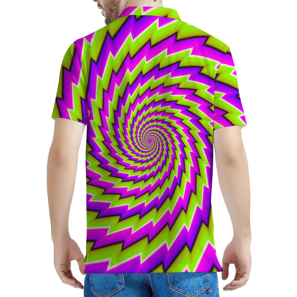 Green Twisted Moving Optical Illusion Men's Polo Shirt