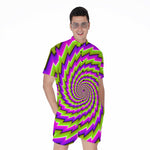 Green Twisted Moving Optical Illusion Men's Rompers