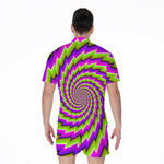 Green Twisted Moving Optical Illusion Men's Rompers