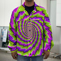 Green Twisted Moving Optical Illusion Men's Shirt Jacket
