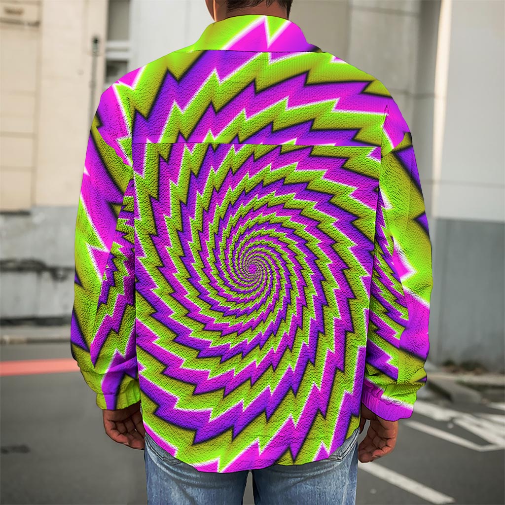 Green Twisted Moving Optical Illusion Men's Shirt Jacket