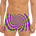Green Twisted Moving Optical Illusion Men's Short Boxer Briefs
