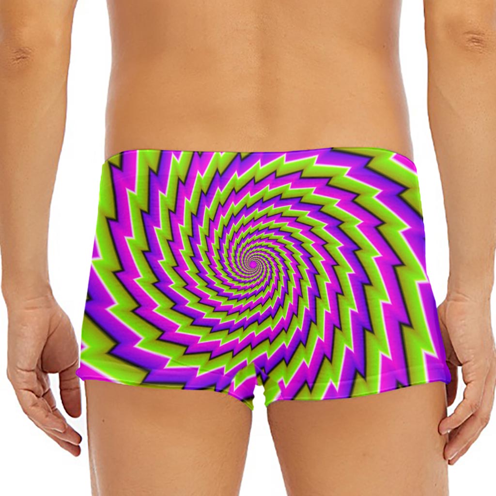 Green Twisted Moving Optical Illusion Men's Short Boxer Briefs