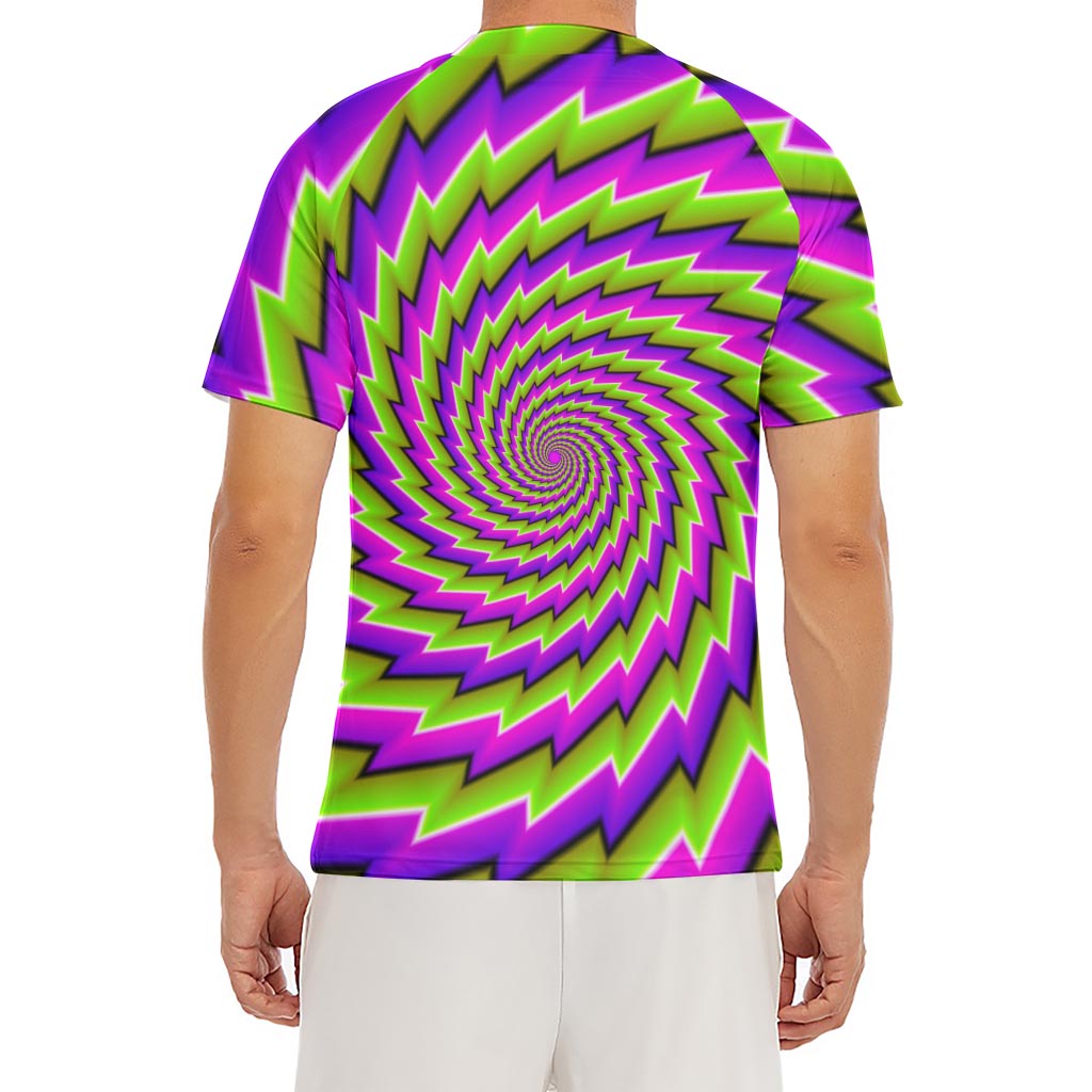 Green Twisted Moving Optical Illusion Men's Short Sleeve Rash Guard