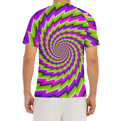 Green Twisted Moving Optical Illusion Men's Short Sleeve Rash Guard