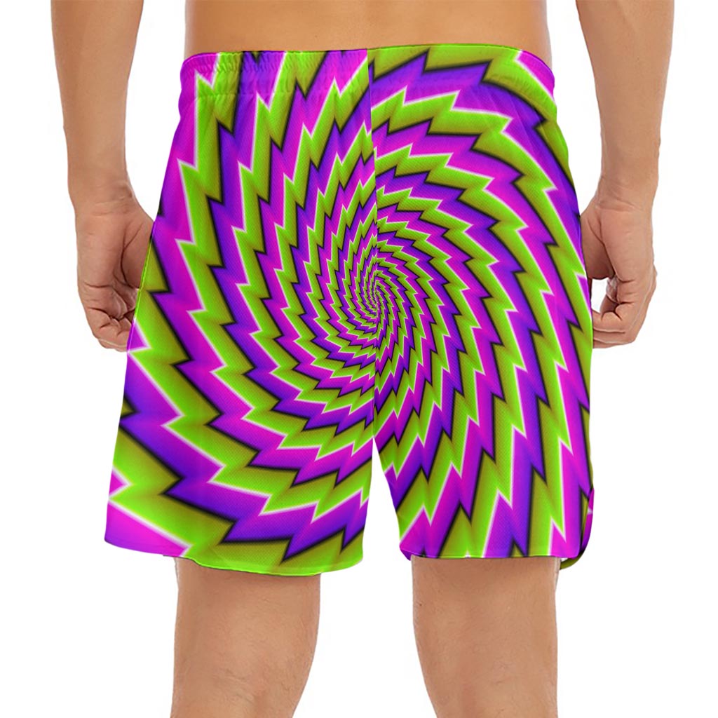 Green Twisted Moving Optical Illusion Men's Split Running Shorts