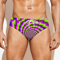 Green Twisted Moving Optical Illusion Men's Swim Briefs