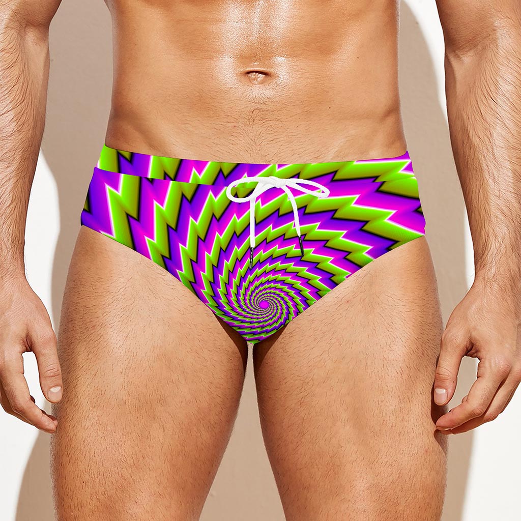 Green Twisted Moving Optical Illusion Men's Swim Briefs