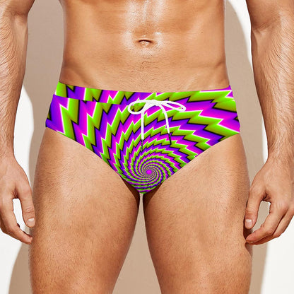 Green Twisted Moving Optical Illusion Men's Swim Briefs