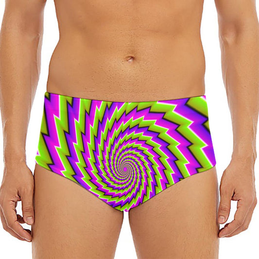 Green Twisted Moving Optical Illusion Men's Triangle Swim Briefs