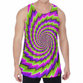 Green Twisted Moving Optical Illusion Men's Velvet Tank Top