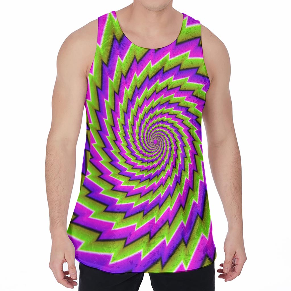 Green Twisted Moving Optical Illusion Men's Velvet Tank Top