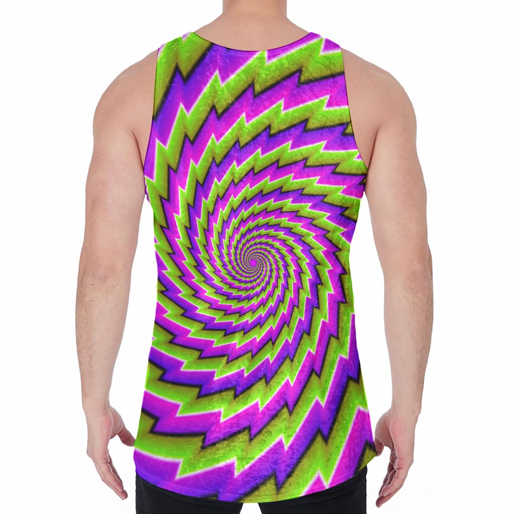 Green Twisted Moving Optical Illusion Men's Velvet Tank Top