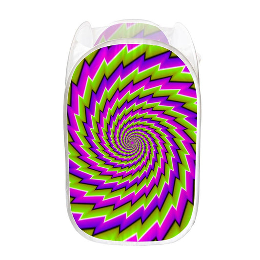 Green Twisted Moving Optical Illusion Mesh Laundry Hamper
