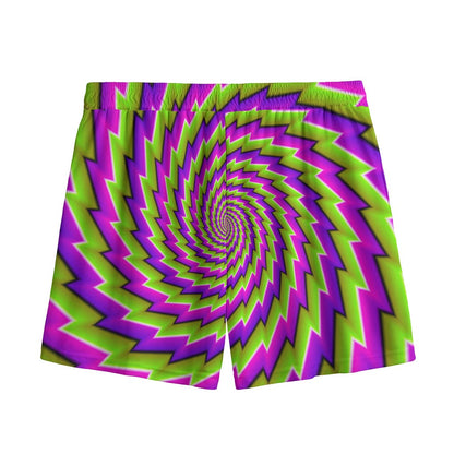 Green Twisted Moving Optical Illusion Mesh Shorts