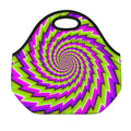 Green Twisted Moving Optical Illusion Neoprene Lunch Bag