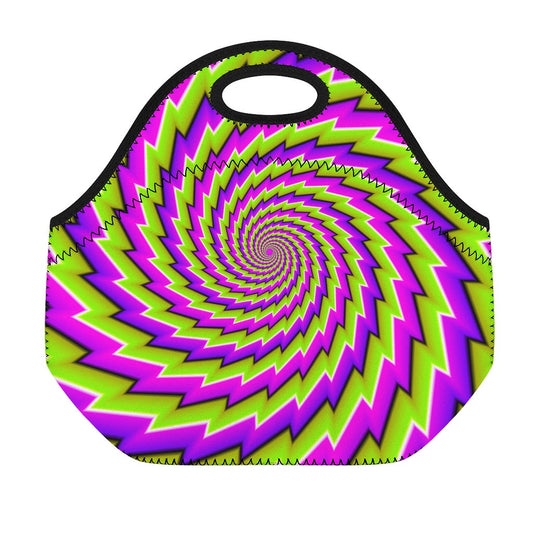 Green Twisted Moving Optical Illusion Neoprene Lunch Bag