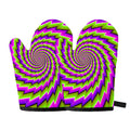 Green Twisted Moving Optical Illusion Oven Mitts