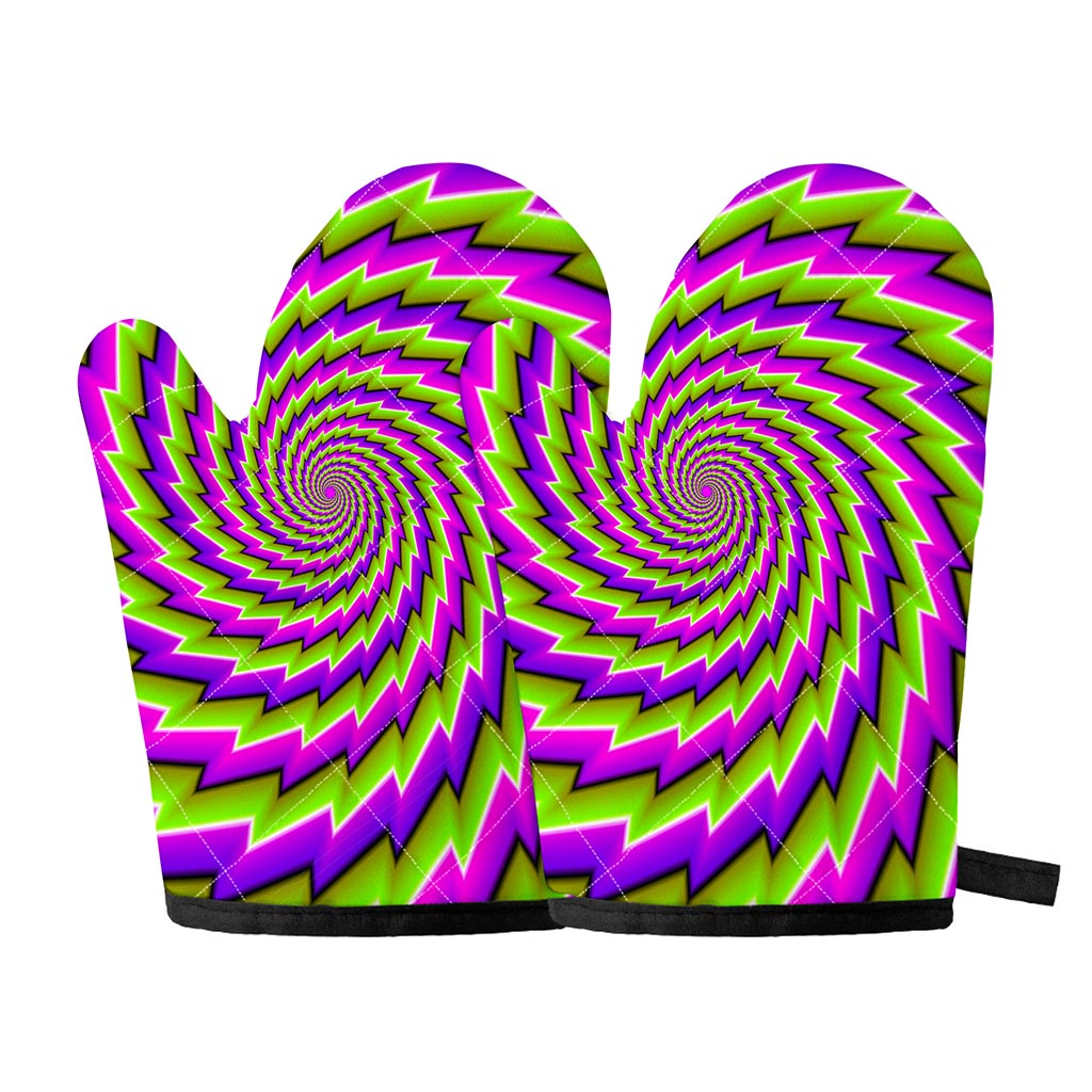 Green Twisted Moving Optical Illusion Oven Mitts
