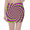 Green Twisted Moving Optical Illusion Pencil Mini Skirt