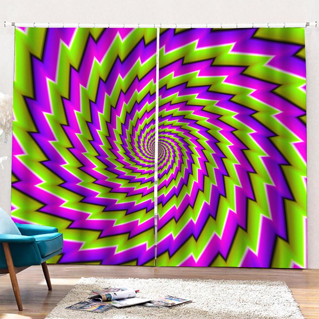 Green Twisted Moving Optical Illusion Pencil Pleat Curtains