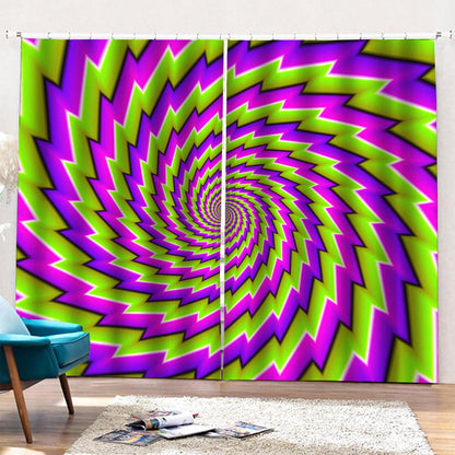 Green Twisted Moving Optical Illusion Pencil Pleat Curtains