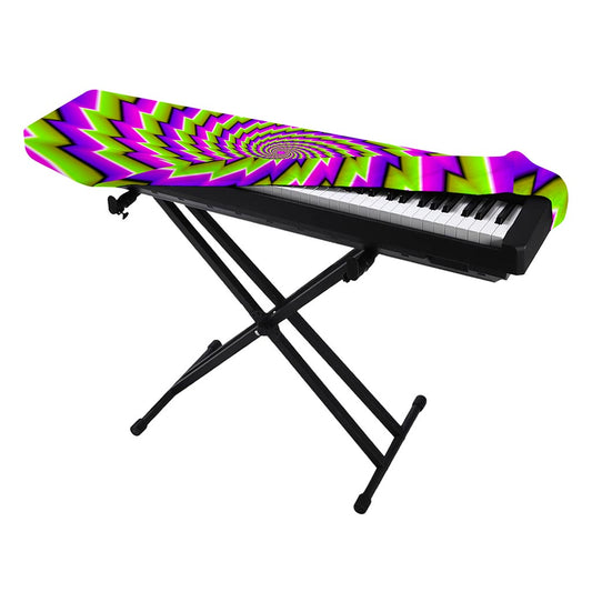 Green Twisted Moving Optical Illusion Piano Keyboard Cover