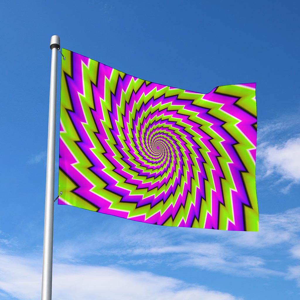 Green Twisted Moving Optical Illusion Polyester Flag
