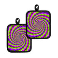 Green Twisted Moving Optical Illusion Pot Holders