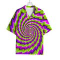 Green Twisted Moving Optical Illusion Rayon Hawaiian Shirt