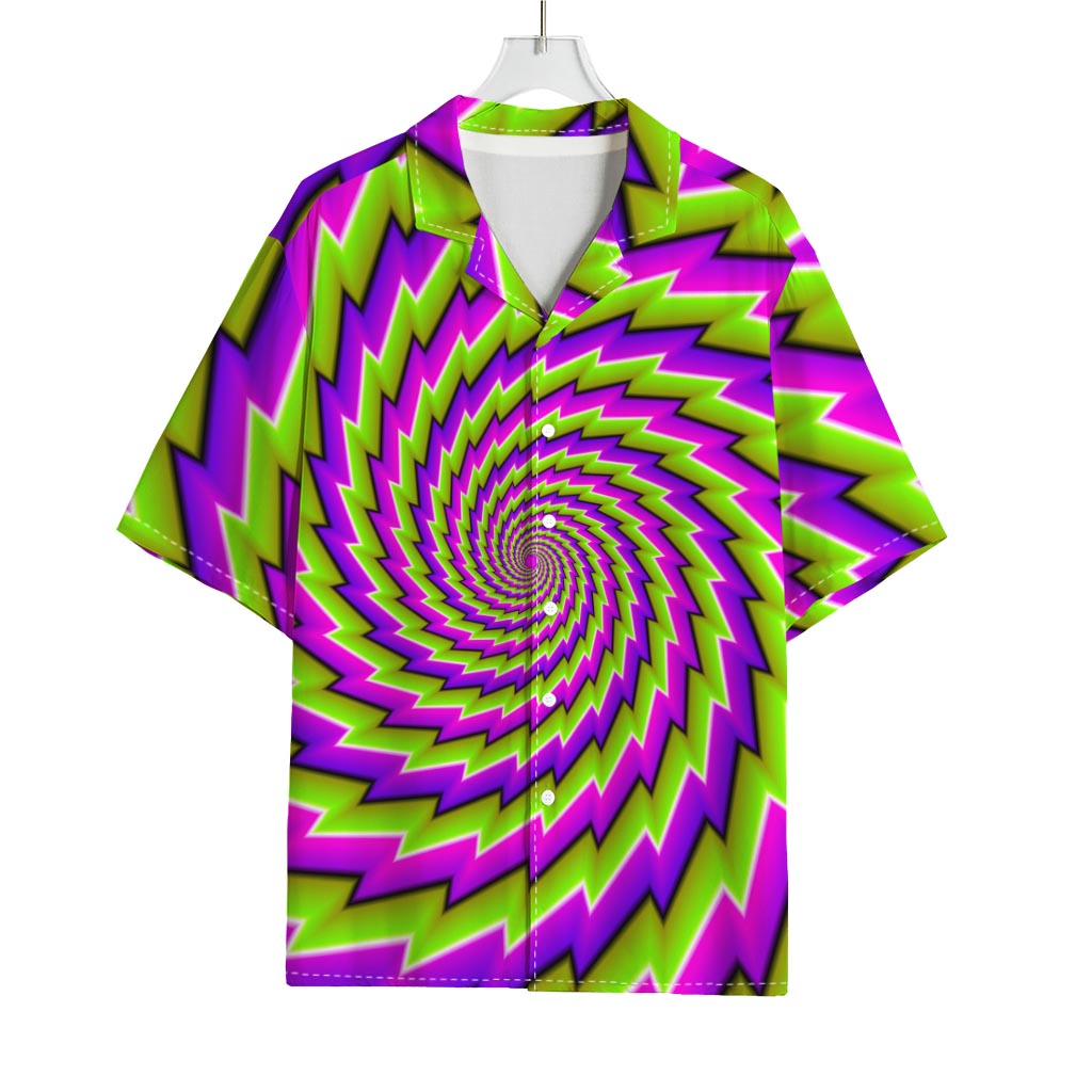 Green Twisted Moving Optical Illusion Rayon Hawaiian Shirt
