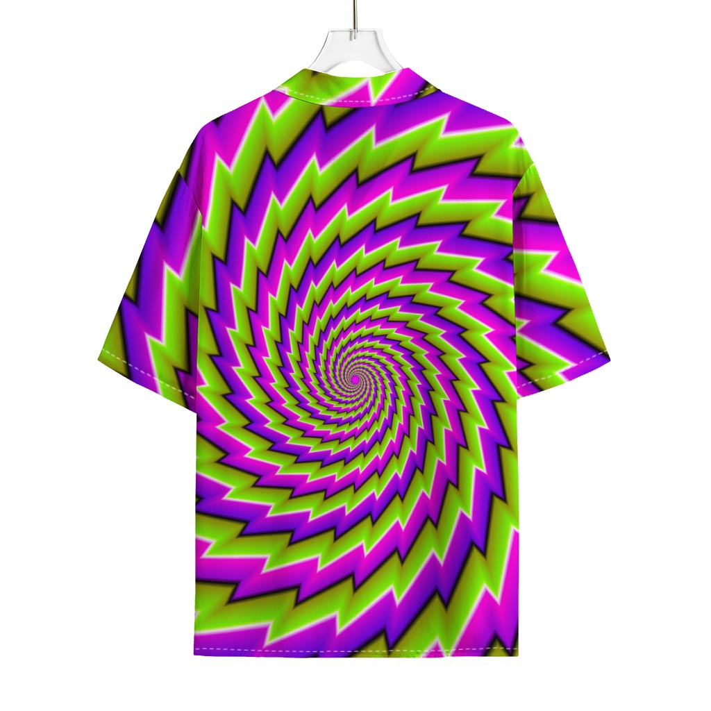 Green Twisted Moving Optical Illusion Rayon Hawaiian Shirt