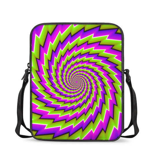 Green Twisted Moving Optical Illusion Rectangular Crossbody Bag