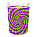 Green Twisted Moving Optical Illusion Round Laundry Basket