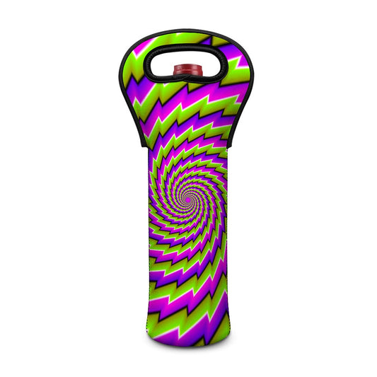 Green Twisted Moving Optical Illusion Single Neoprene Wine Tote