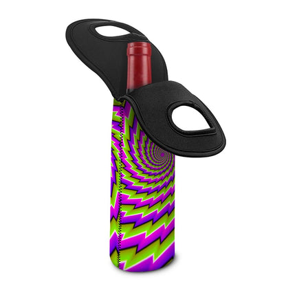 Green Twisted Moving Optical Illusion Single Neoprene Wine Tote