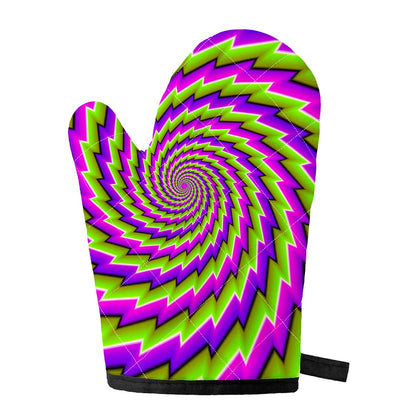 Green Twisted Moving Optical Illusion Single Oven Mitt