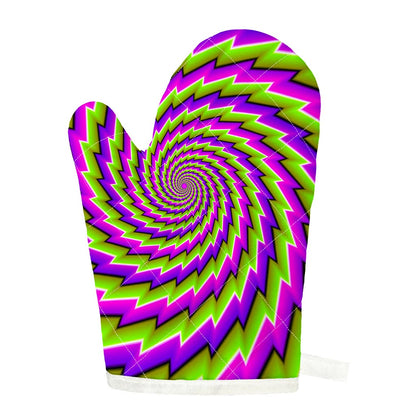 Green Twisted Moving Optical Illusion Single Oven Mitt